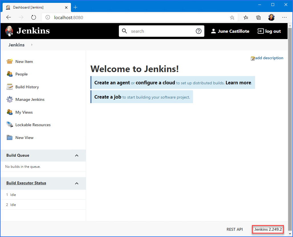 The Jenkins admin interface