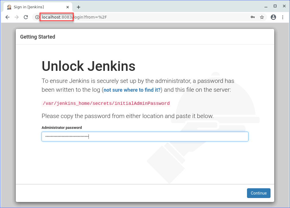 The my-jenkins-3 Docker container running in port 8083