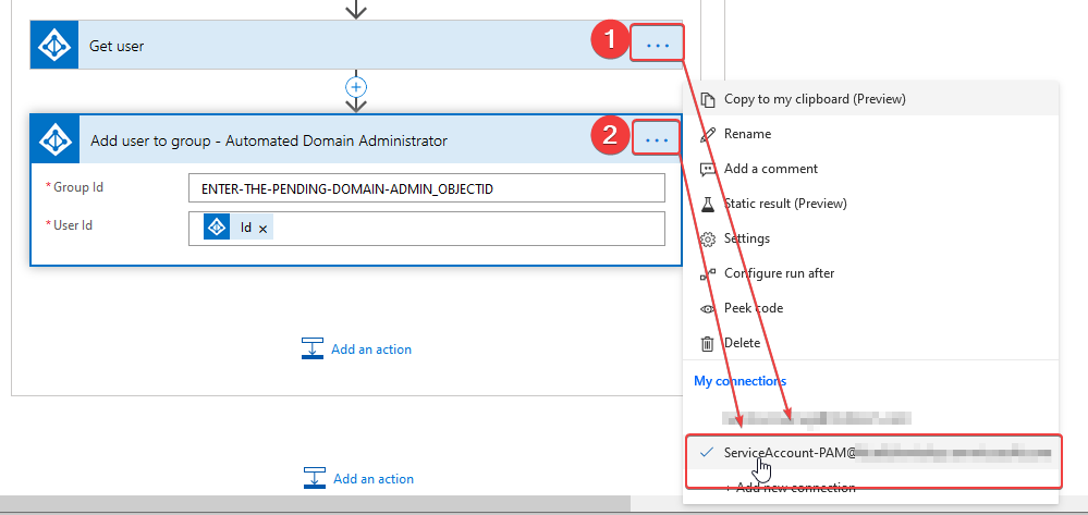 PowerAutomate Flow AD-PAM Settings 4