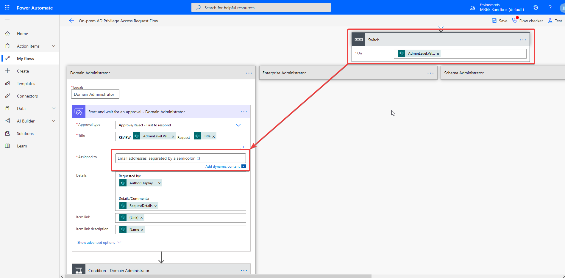 PowerAutomate Flow AD-PAM Settings 2