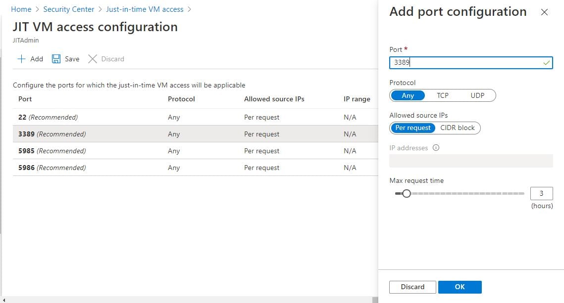 Creating a new JIT access policy