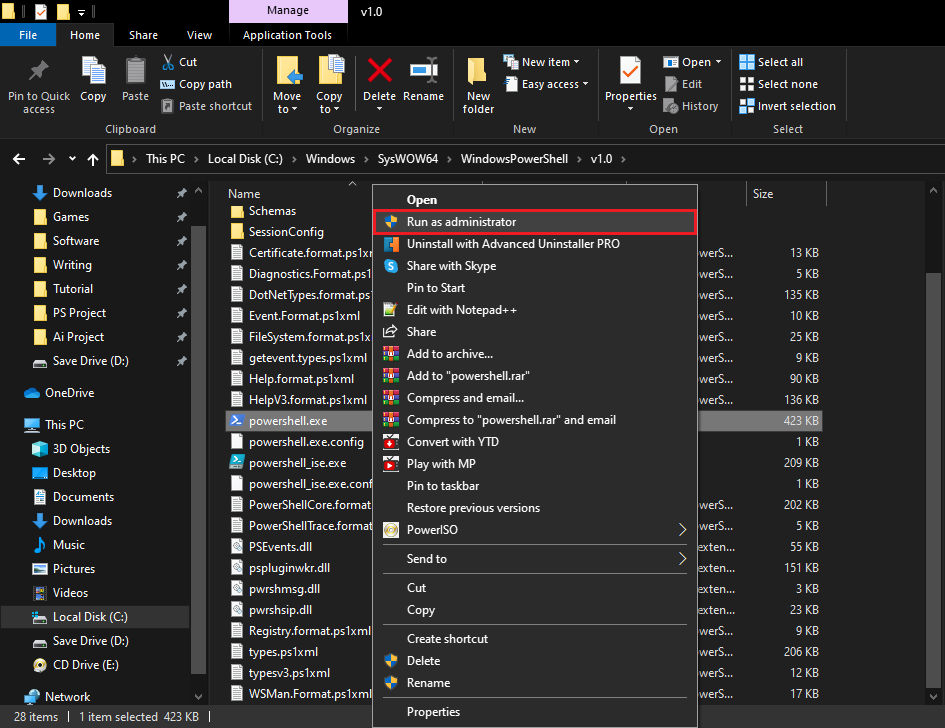 Run PowerShell as Administrator From a Folder