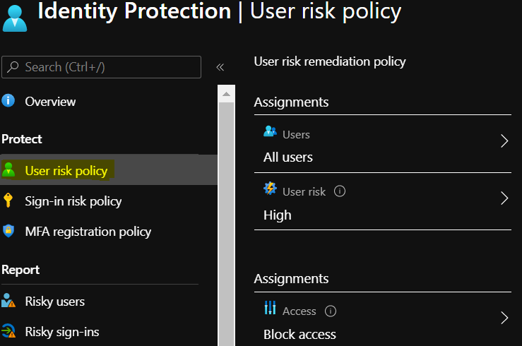 User Risk Policy Example