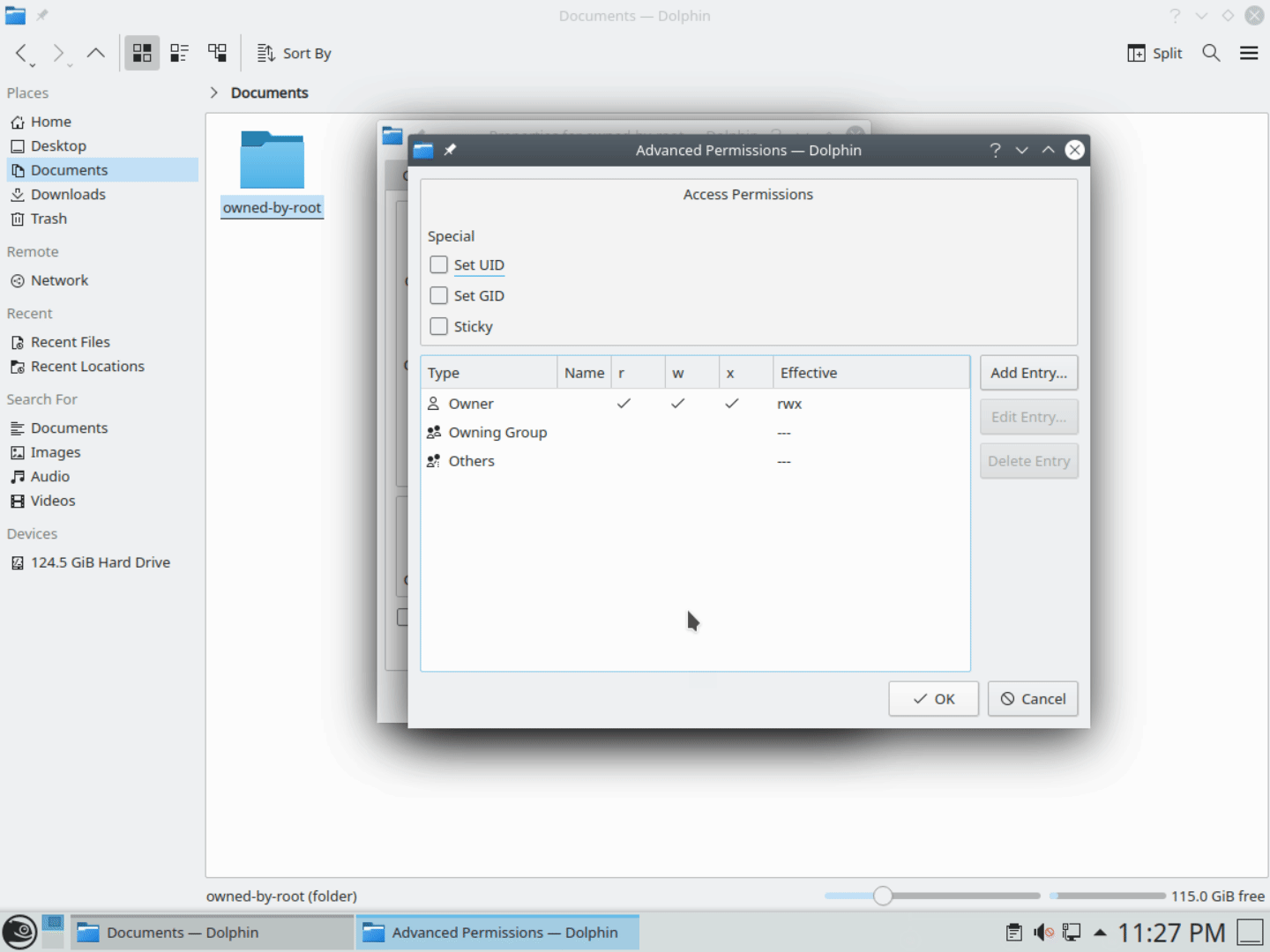 File permissions inside the explorer GUI