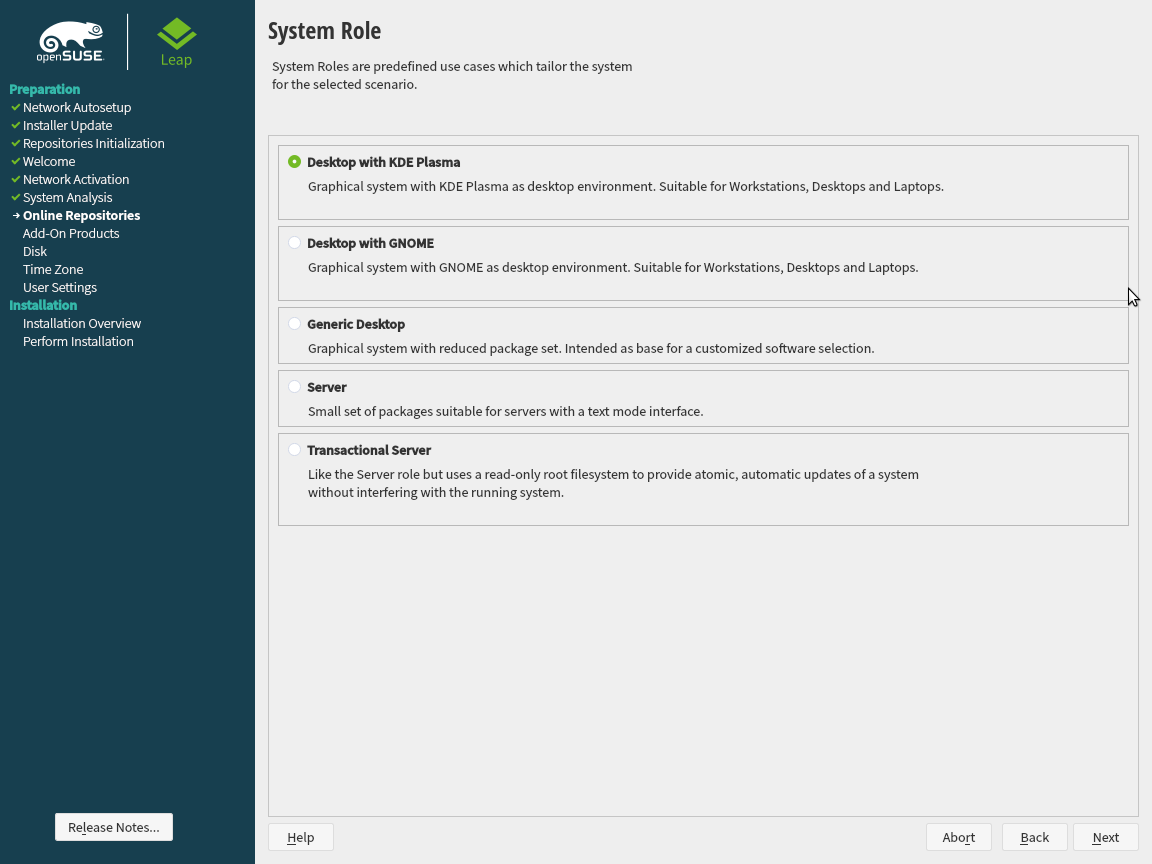The OpenSUSE Package Selection Menu