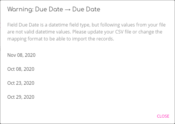 Due Date Mapping Error