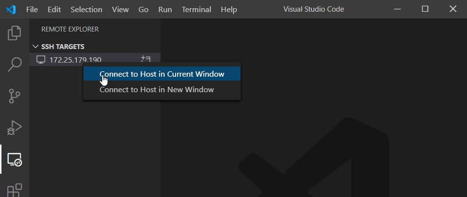 Connecting to the SSH target