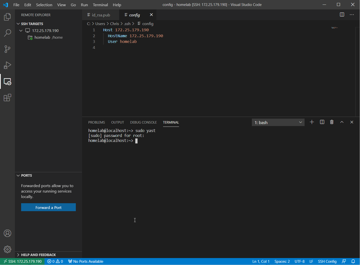 visual studio ssh