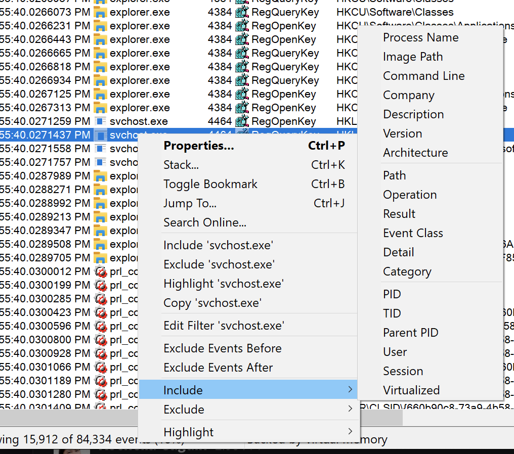 add filter rules via a right-click menu