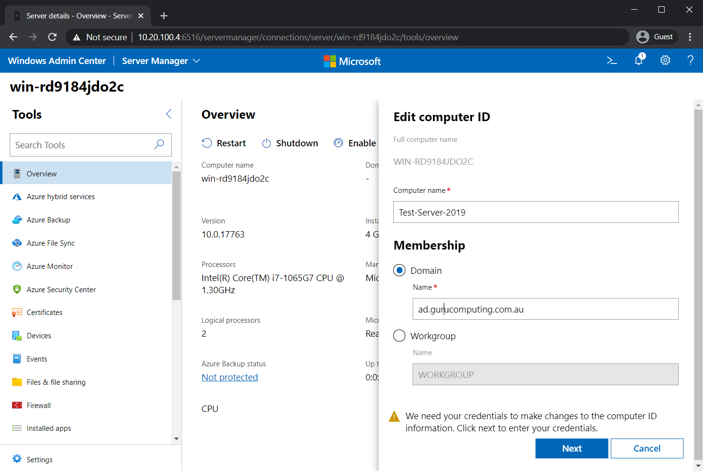 Changing the Computer Name and Domain at the same time