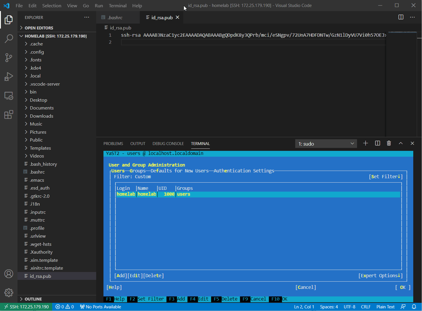 Getting to the SSH Public Key Settings