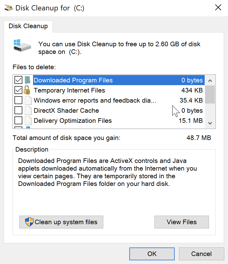 Temp File Cleaner : Windows disk cleanup UI
