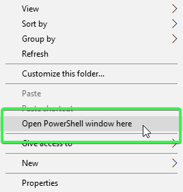 Context menu option when using SHIFT+Right-Click.