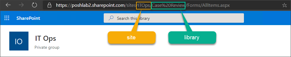 Finding the SharePoint Site and Library URL