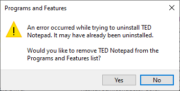 Uninstallation Error