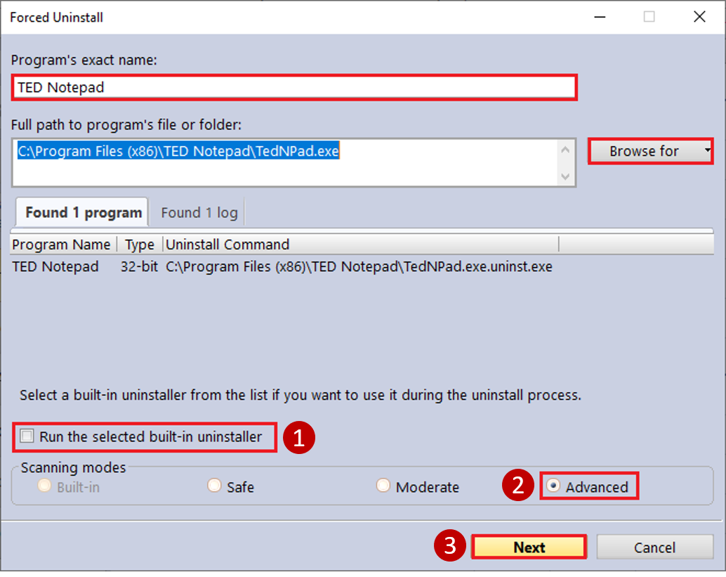 Locating the Troublesome Program for Forced Uninstall