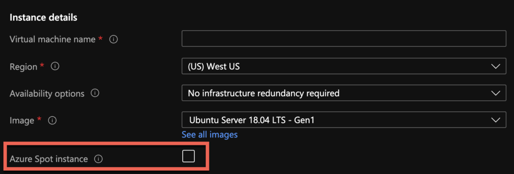 Defining an Azure VM spot instance