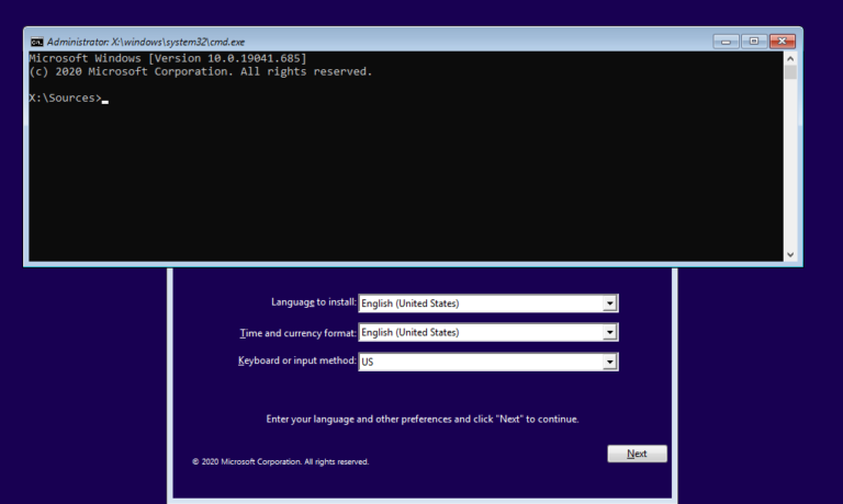 windows 10 installation media command prompt