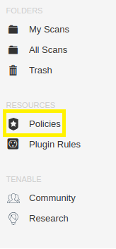 Selecting Policies from the Nessues menu.