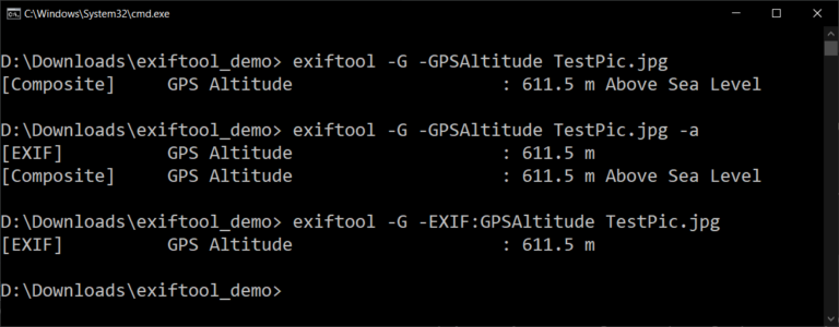 exiftool syntax