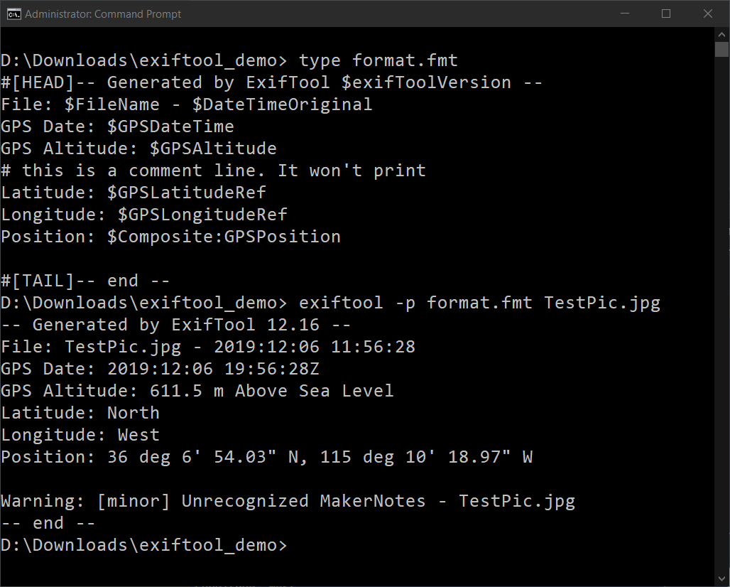 printFormat also takes a .fmt file as input