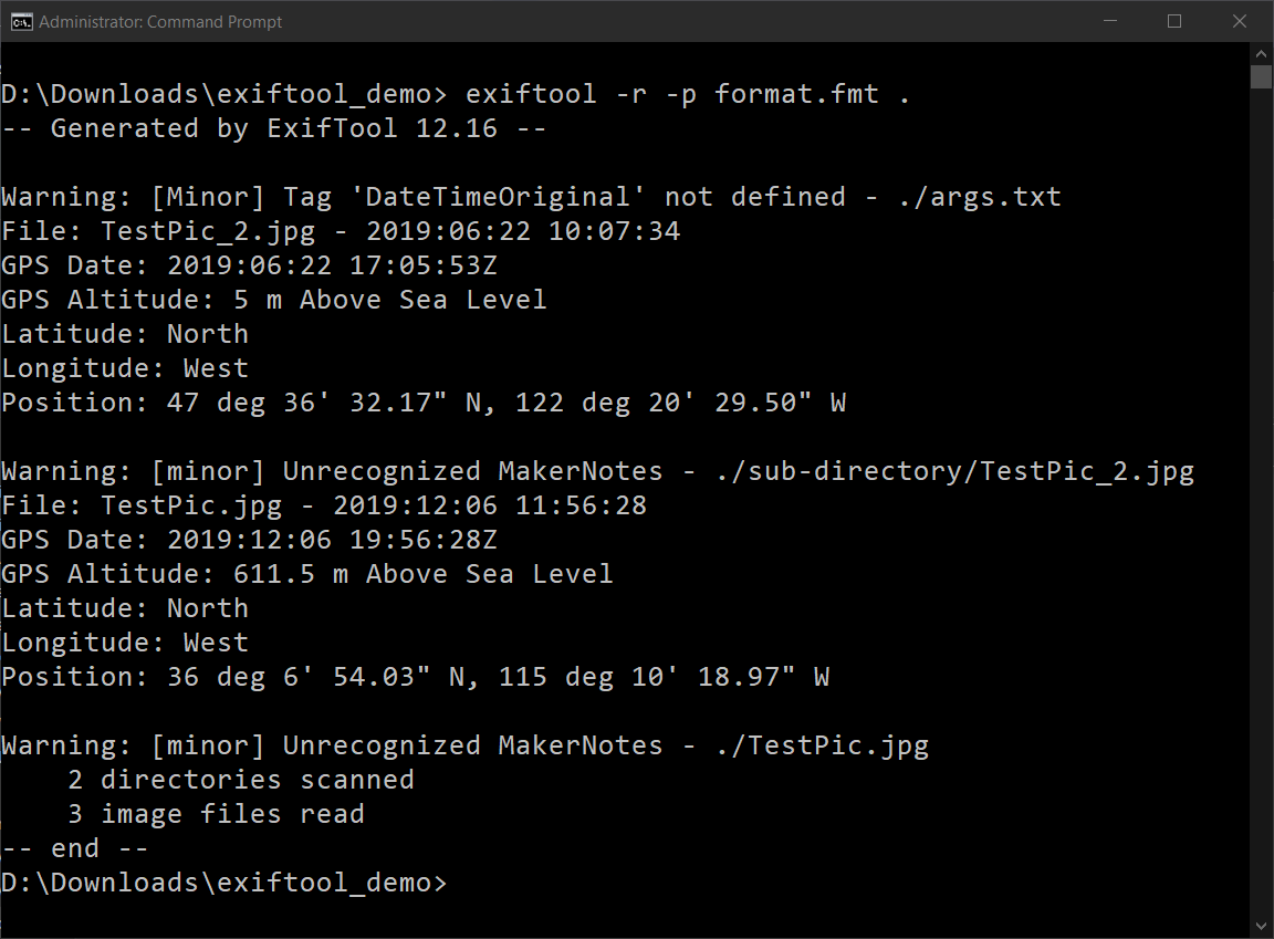 When using printFormat over multiple files, it will add the input for each of them by default