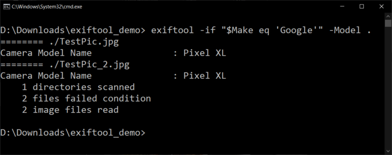 exiftool command