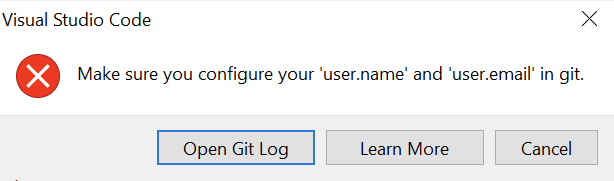 Your Git user is not defined in the Git configuration