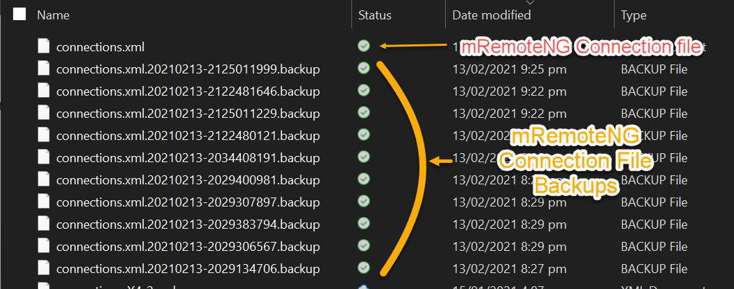 mRemoteNG connection file and connection file backups