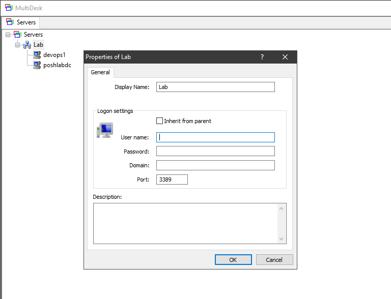 Adding a credential to a group of remote systems in MultiDesk