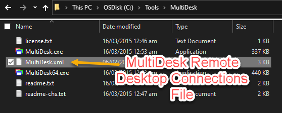 The MultiDesk.xml file is located in MultiDesk executable folder