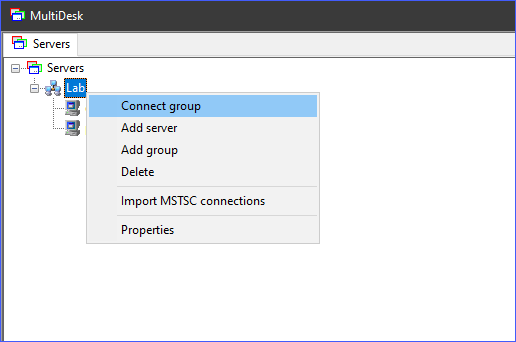Connecting to a group of remote machines at once in MultiDesk