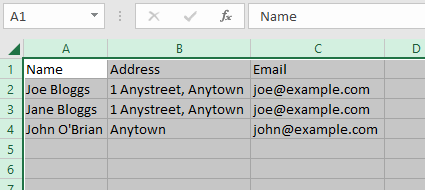 CSV File Opened in Excel 