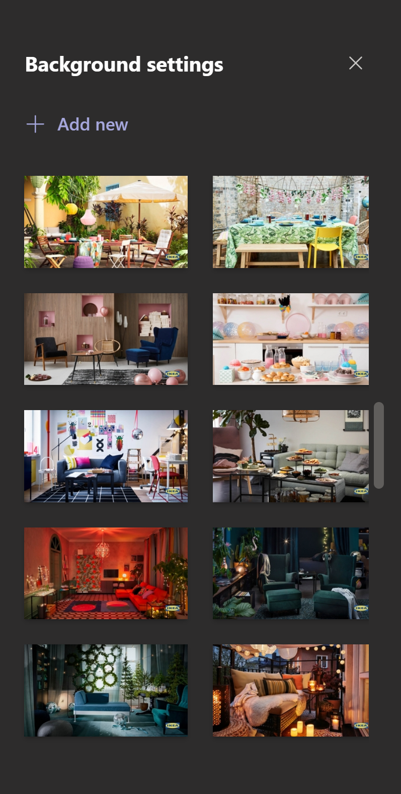 Viewing custom video backgrounds in Microsoft Teams.