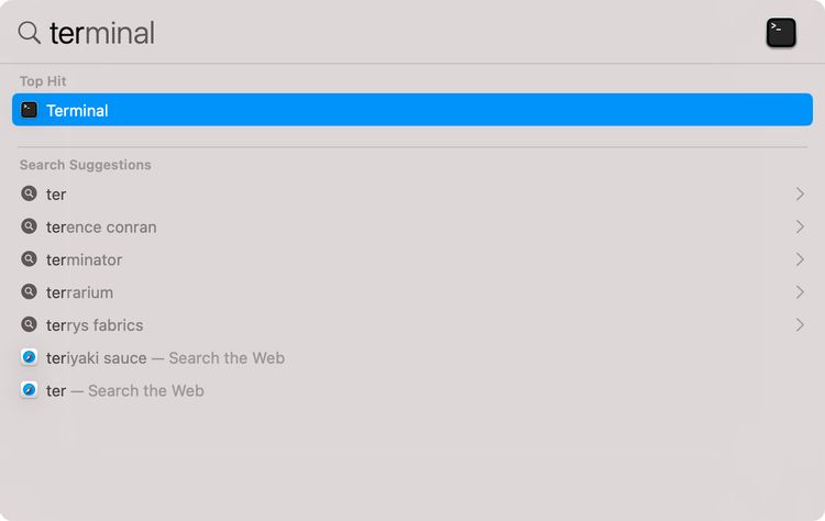 Open the Terminal application on a mac