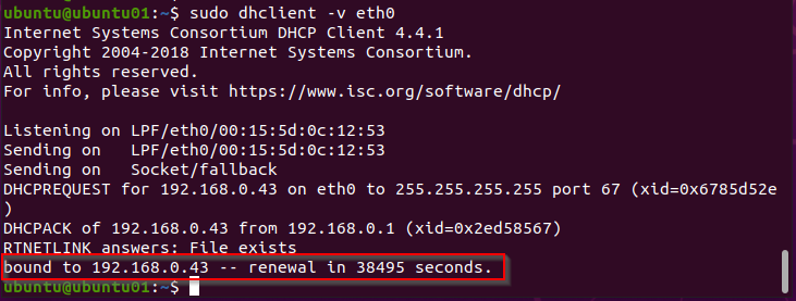 lease time on Ubuntu