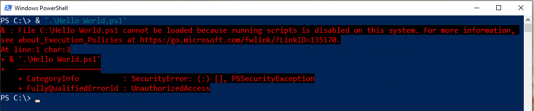 PowerShell Script Execution Disabled Error