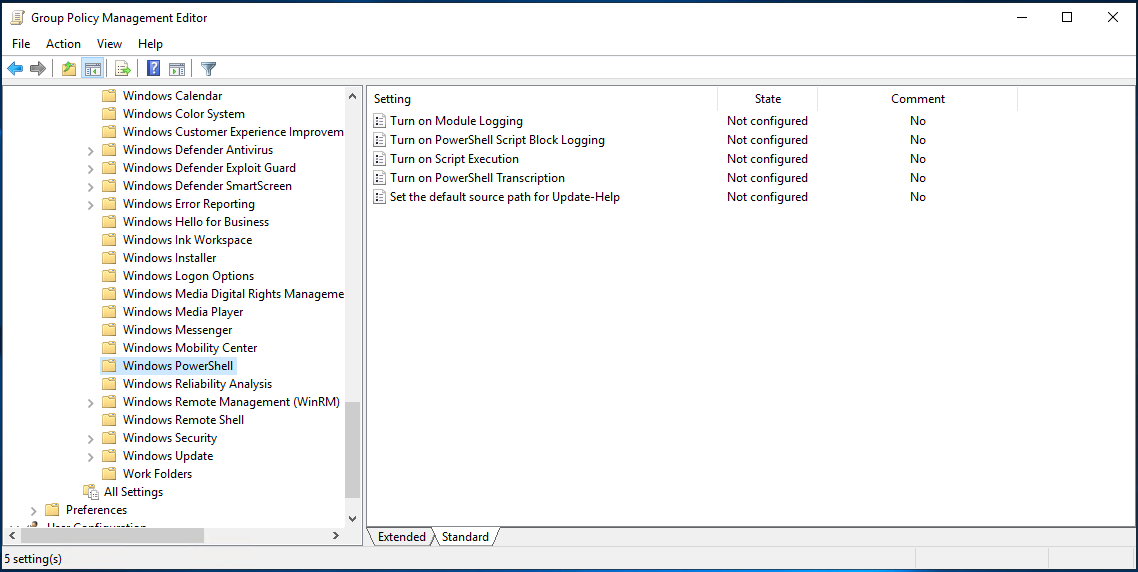 Navigate to the setting in Group Policy Object