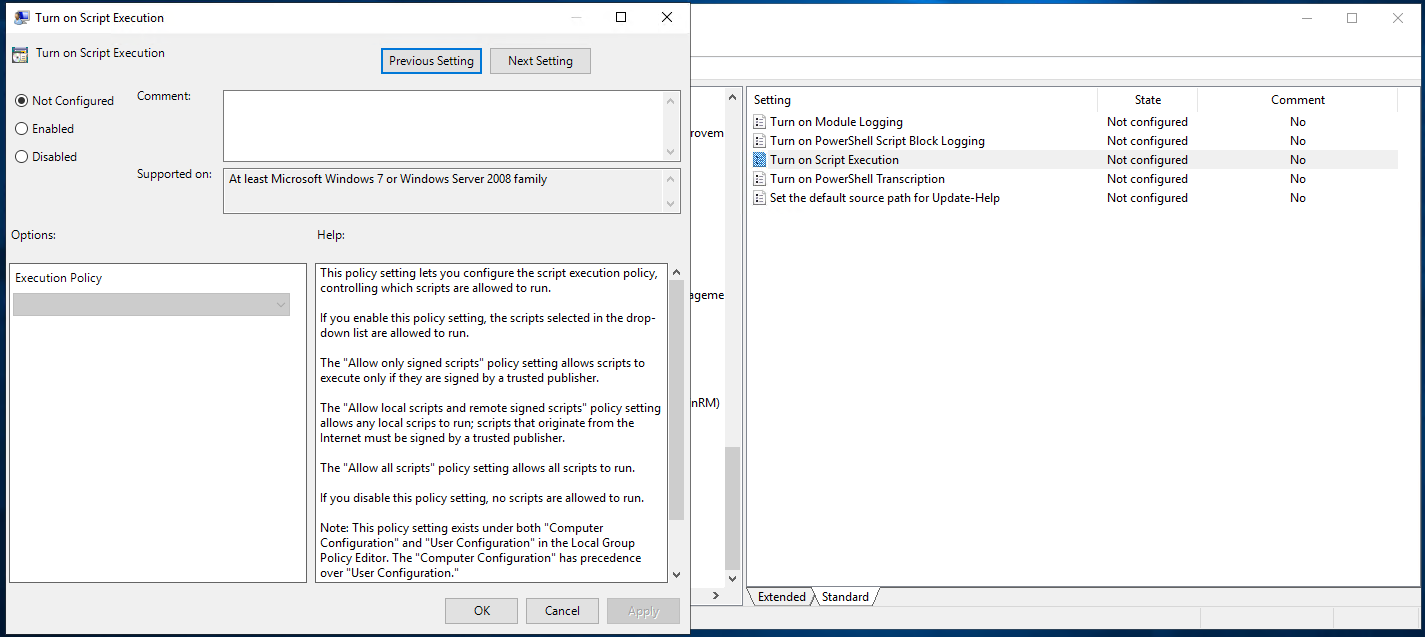 Turn on Script Execution Policy
