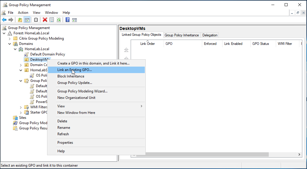 Link an Existing GPO...
