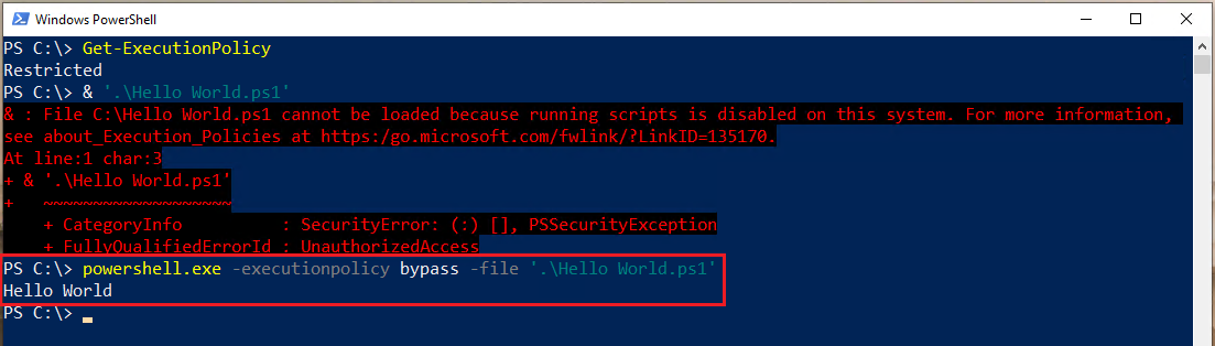 ByPass Execution Policy using bypass execution policy