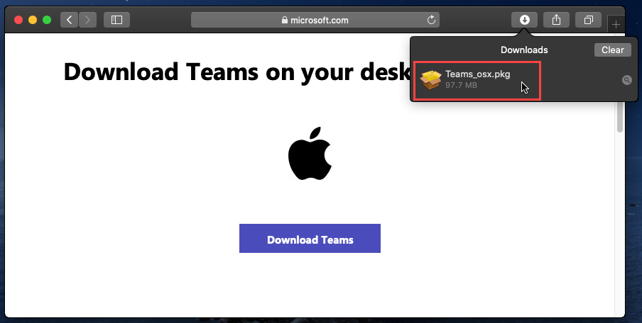 teams in safari