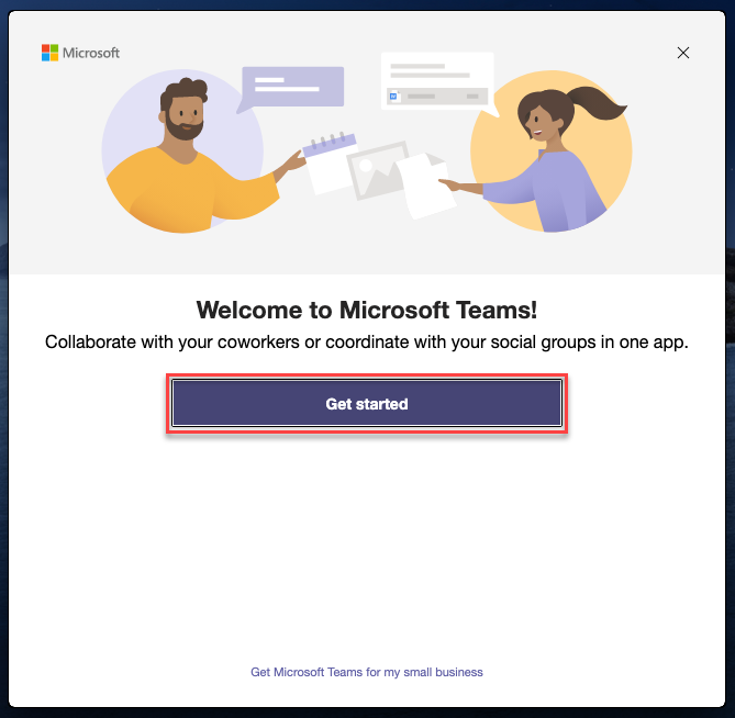 Welcome to Microsoft Teams page.