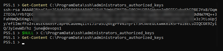 Emptying the administrators_authorized_keys