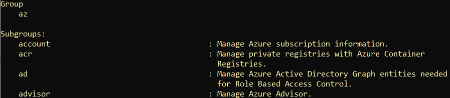 output of az help