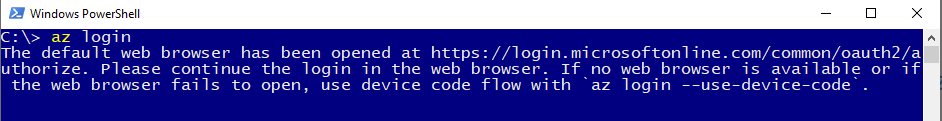 az login in Powershell session