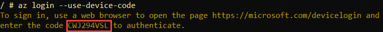 output of az-login —use-device-code