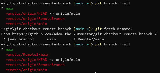 git remote branch list