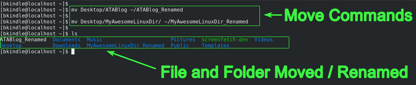 Moving files and folders with mv command