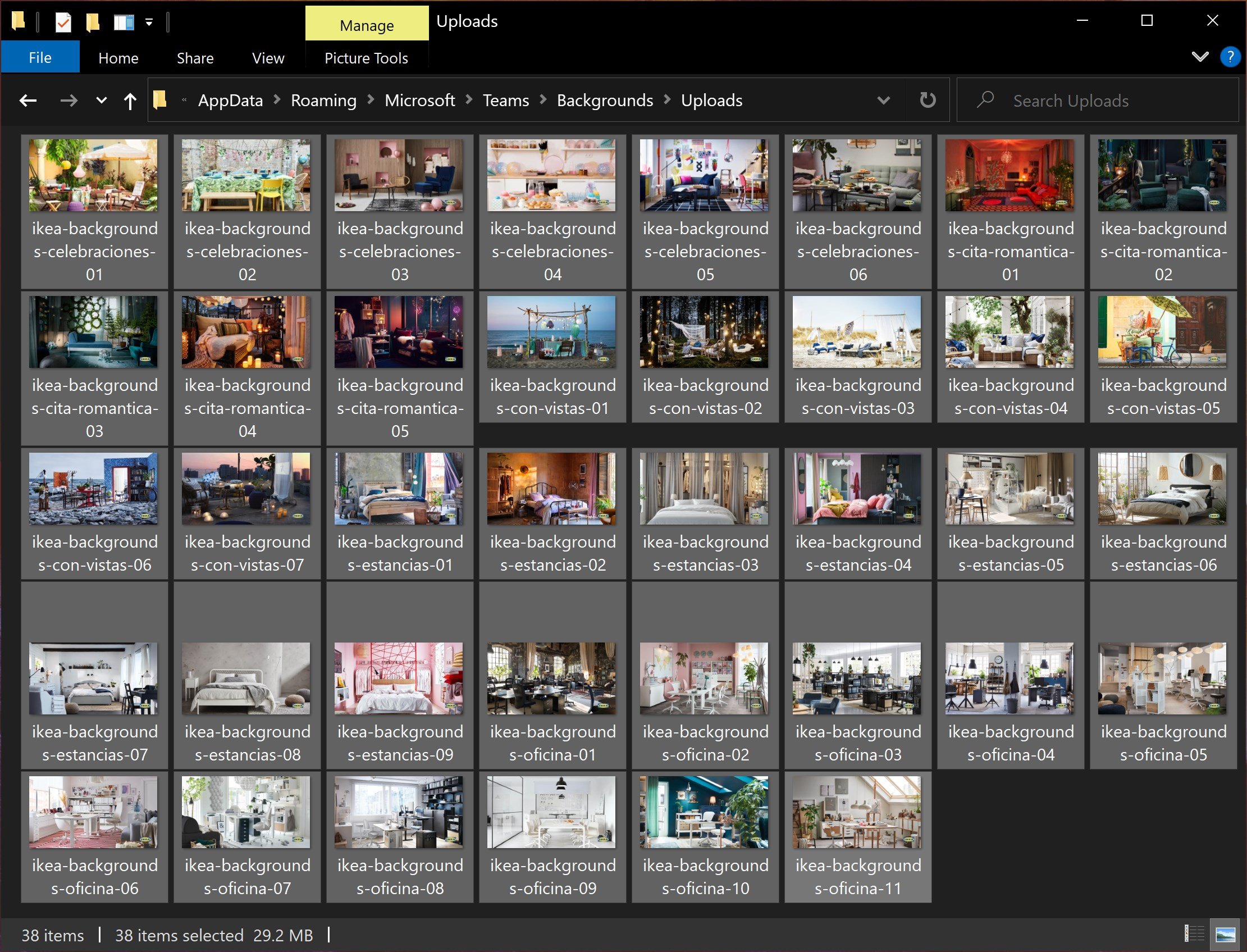 Bulk adding all the backgrounds from the Backgrounds by IKEA website to the Uploads folder.